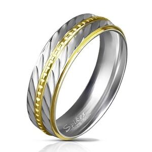 New stainless steel two‎ tone ring size 6